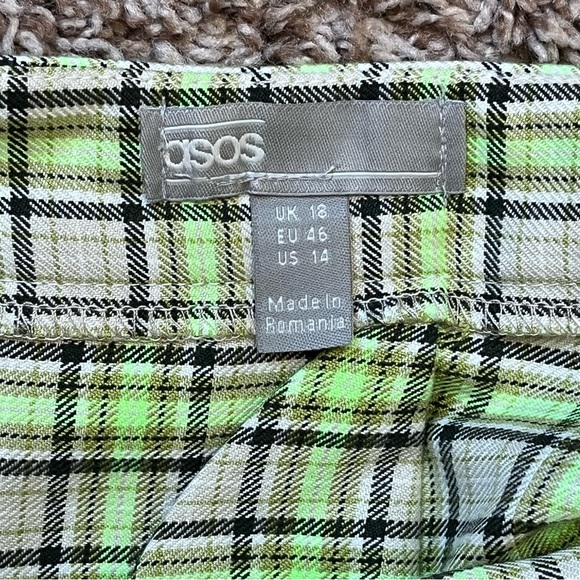 🛑SOLD🛑 ASOS Wrap Plaid Pleated Button Front Mini Skirt Size 14 - Picture 10 of 10